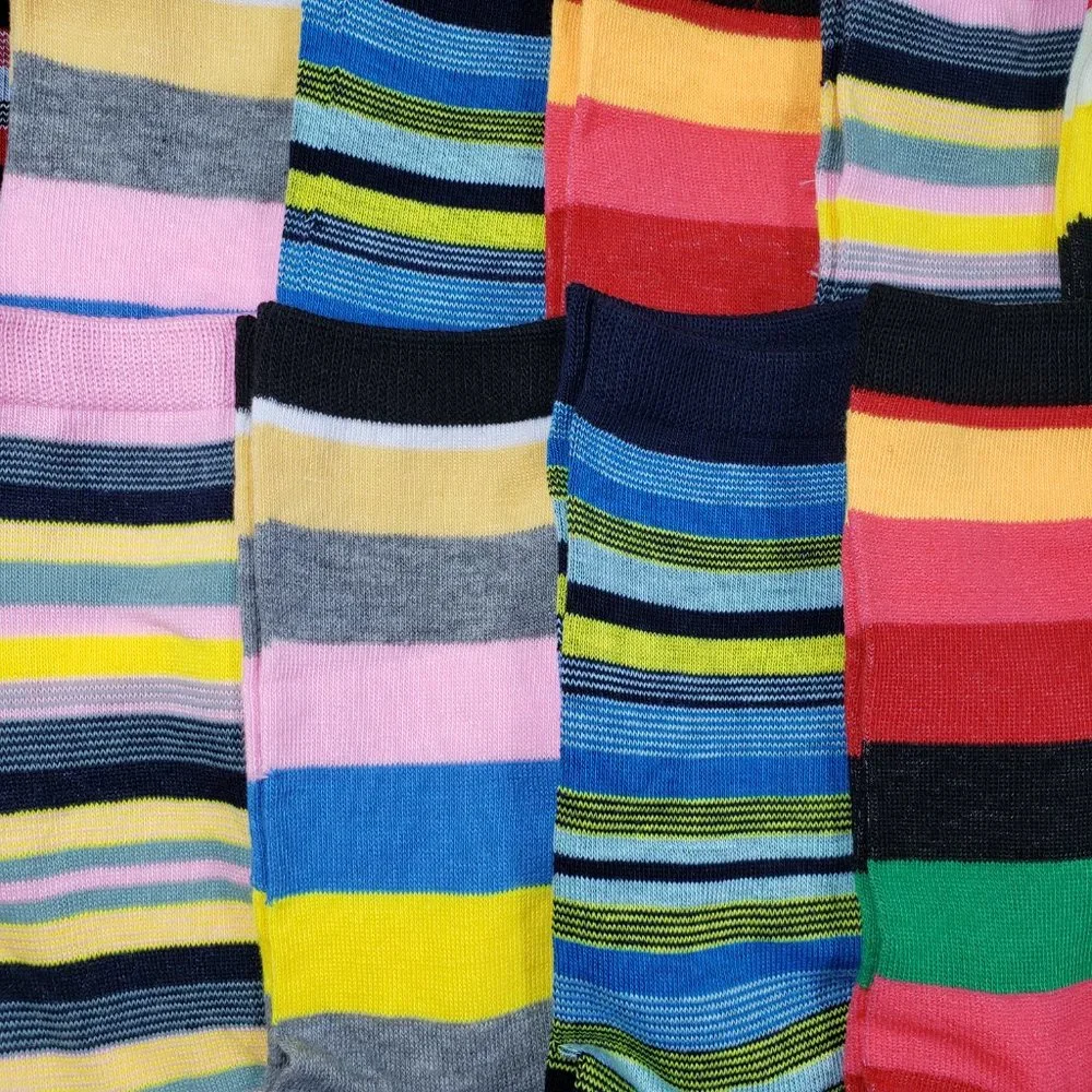 12 Pairs Assorted Women's Striped Crew Socks 9-11 - Picture 2 of 2